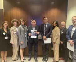 Pictured from left to right: Dr. Evdokia Anagnostou (Holland Bloorview Kids Rehabilitation Hospital), Emily Follwell (HealthCareCAN), Ellen Chesney (Provincial Health Services Authority), Don Davies (MP), Dr. Aristotle Voineskos (Centre for Addiction and Mental Health), Fariba Sharmin (The Royal), Dr. Jason Berman (Children’s Hospital of Eastern Ontario), Dr. Frank MacMaster (IWK Health Centre)