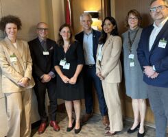 Pictured from left to right: Emily Follwell (HealthCareCAN), Dr. Jason Berman (Children’s Hospital of Eastern Ontario), Dr. Evdokia Anagnostou (Holland Bloorview Kids Rehabilitation Hospital), Mike Lake (MP), Fariba Sharmin (The Royal), Ellen Chesney (Provincial Health Services Authority), Dr. Frank MacMaster (IWK Health Centre)