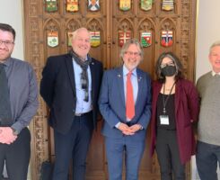 Pictured from left to right: Bryce Bogie (The Royal), Brad Campbell (London Health Sciences Centre), Senator Stan Kutcher, Dr. Dawn Bowdish (St. Joseph's Health Care Hamilton), Dr. Robert McMaster (Vancouver Coastal Health)