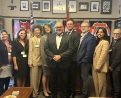 Pictured from left to right: Dr. Anne-Claude Gingras (Sinai Health), Dr. Evdokia Anagnostou (Holland Bloorview Kids Rehabilitation Hospital), Emily Follwell (HealthCareCAN), Ellen Chesney (Provincial Health Services Authority), Todd Doherty (MP), Dr. Aristotle Voineskos (Centre for Addiction and Mental Health), Dr. Frank MacMaster (IWK Health Centre), Fariba Sharmin (The Royal), Dr. Jason Berman (Children’s Hospital of Eastern Ontario)